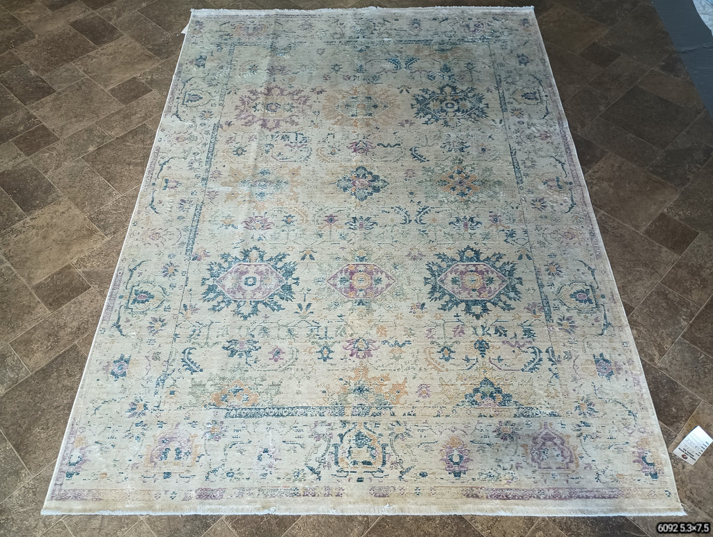 5' x 7' New Turkish Made Oushak rug Pale Light BLue  #F-6092