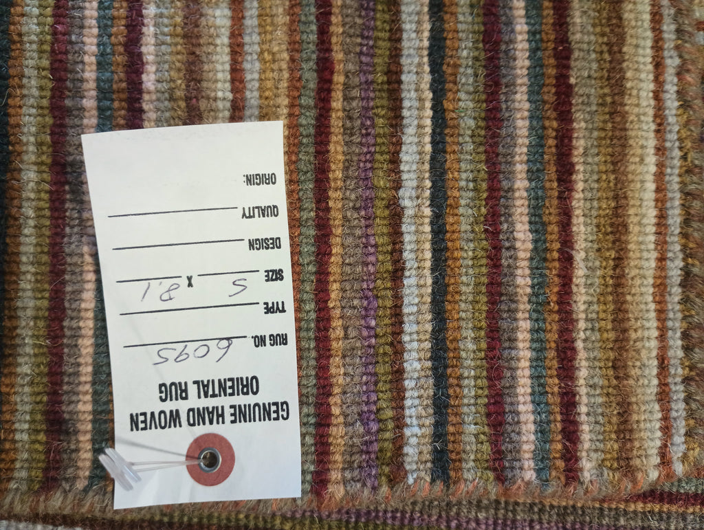 5 x 8.1 Neutrals Handmade India Contemporary Kilim Rug Flat Weave Wool #F-6095