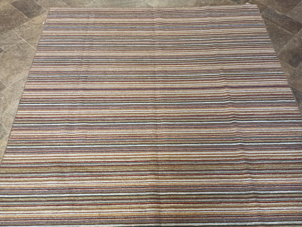 5 x 8.1 Neutrals Handmade India Contemporary Kilim Rug Flat Weave Wool #F-6095