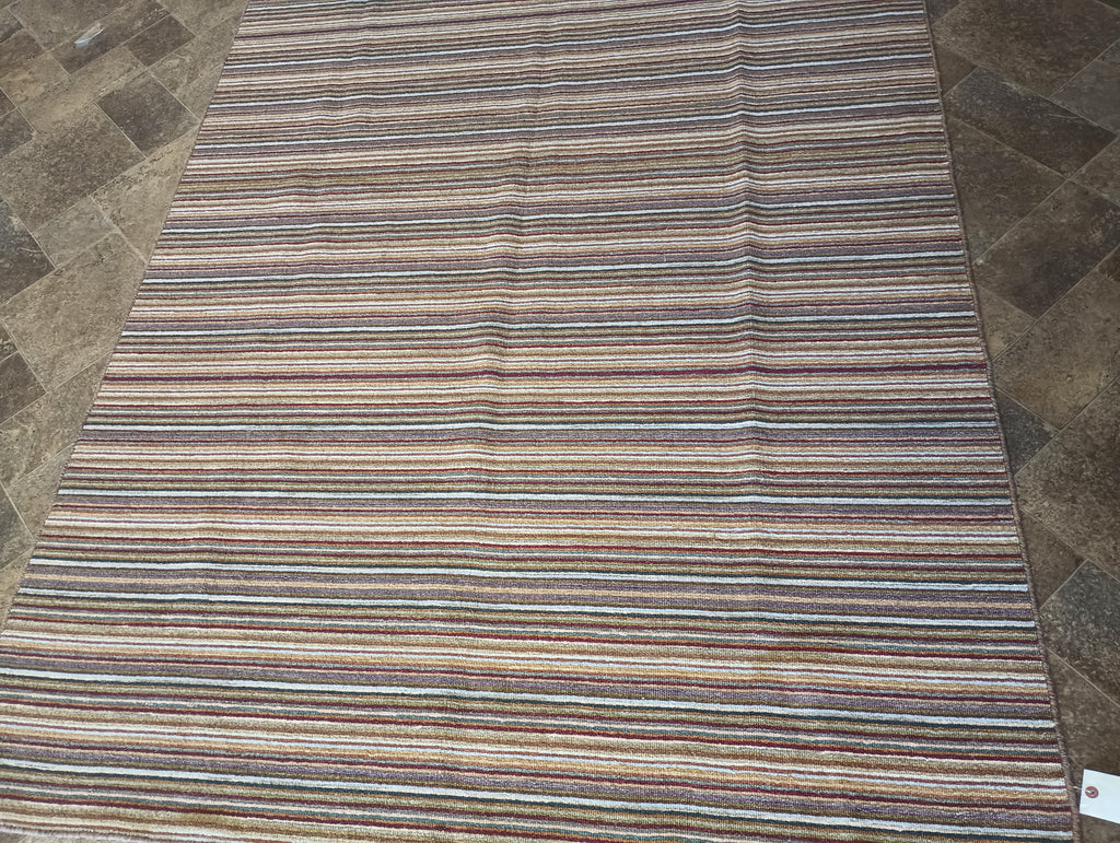 5 x 8.1 Neutrals Handmade India Contemporary Kilim Rug Flat Weave Wool #F-6095