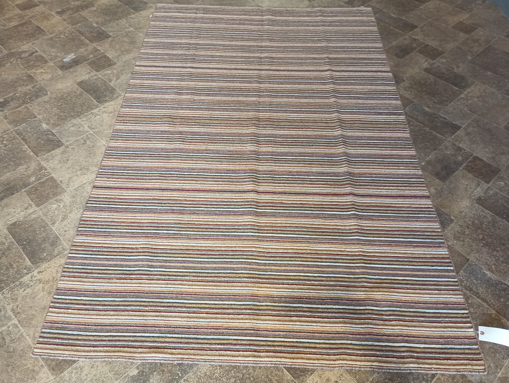 5 x 8.1 Neutrals Handmade India Contemporary Kilim Rug Flat Weave Wool #F-6095