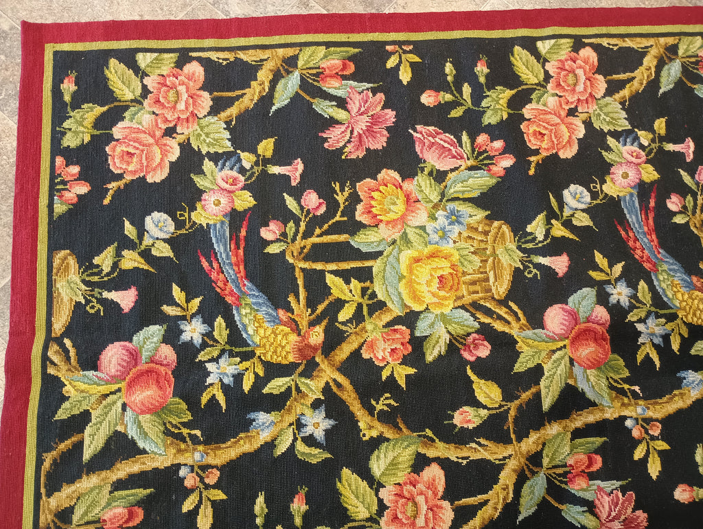 9.0 x 11.9 BLACK English Garden Needle Point Hand Stich #F-6097