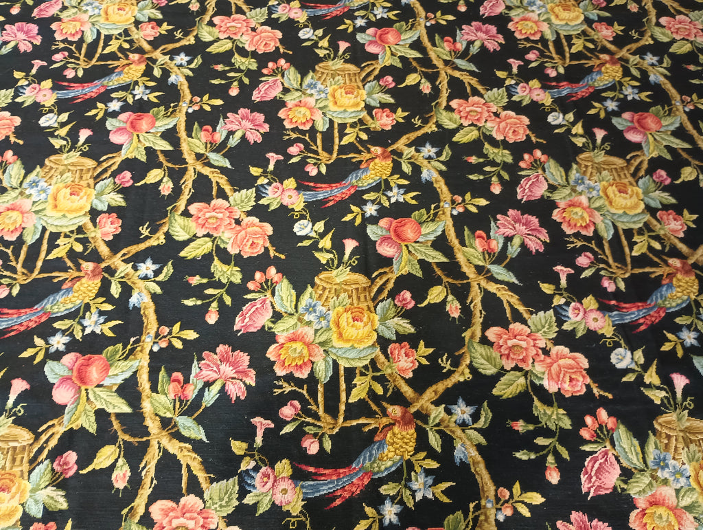 9.0 x 11.9 BLACK English Garden Needle Point Hand Stich #F-6097