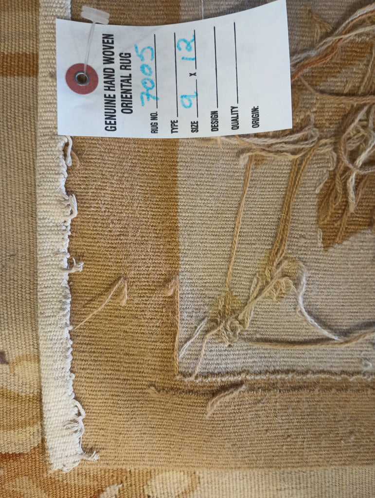 9' x 12' Flat Aubusson Weave Pleasant Hand Art Rug #F-7005