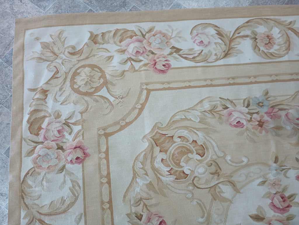 9' x 12' Flat Aubusson Weave Pleasant Hand Art Rug #F-7005