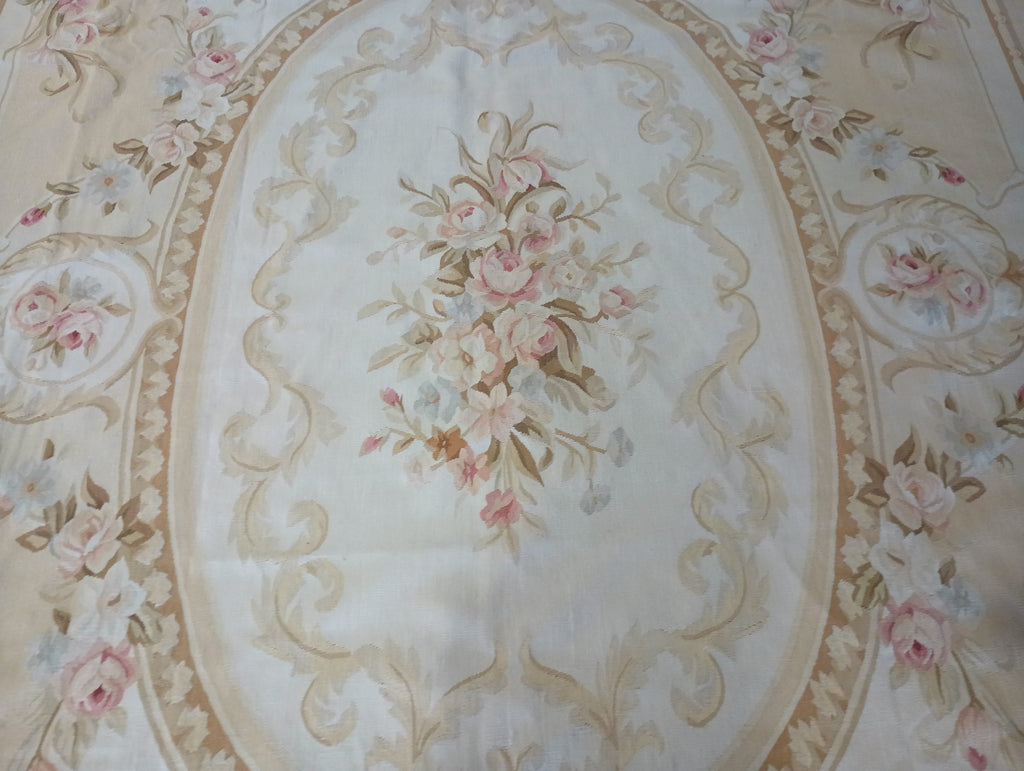 9' x 12' Flat Aubusson Weave Pleasant Hand Art Rug #F-7005
