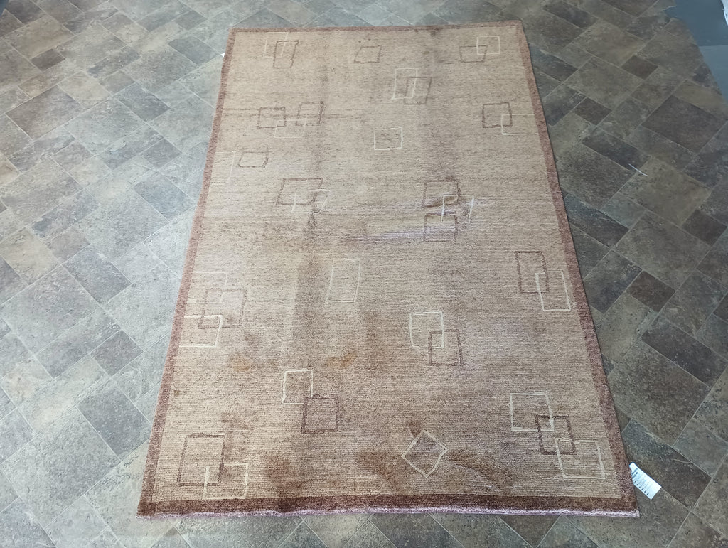 5.1 x 6.1 New Handmade Nepali Rug BROWN #F-7009