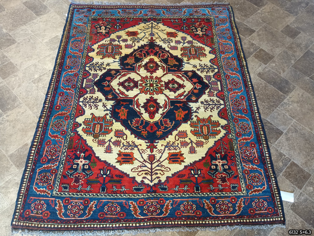 5 x 6.3 Persian Abadeh Rug PERFECT #F-6132b