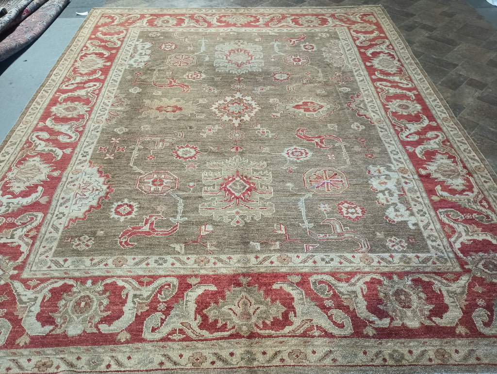 9.5 x 12.0 Chobi Peshawar Ziglar Rug OLIVE #F-6148