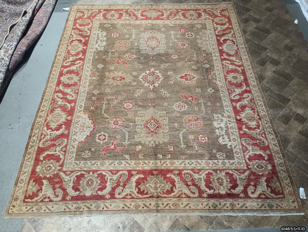 9.5 x 12.0 Chobi Peshawar Ziglar Rug OLIVE #F-6148