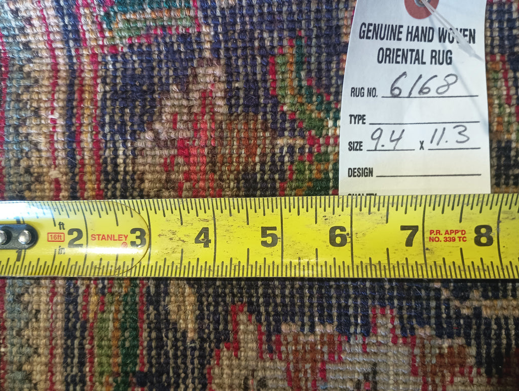 9.4 x 11.3 Authentic Persian Tabriz all Happy Decorative over Design #F-6168