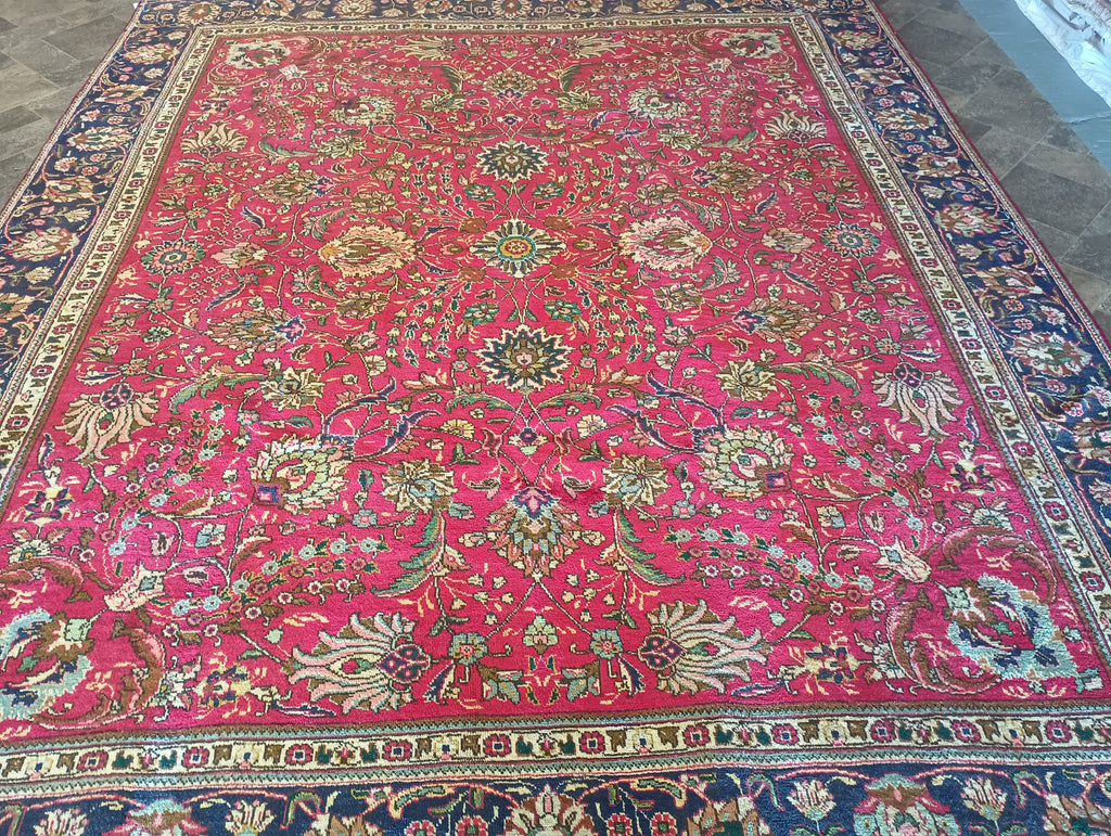 9.4 x 11.3 Authentic Persian Tabriz all Happy Decorative over Design #F-6168