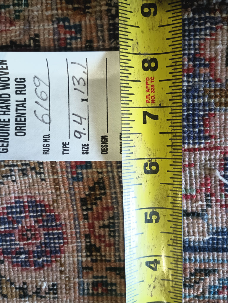 9.4 x 13.1 Authentic Persian Tabriz Rug Kerman Open Field Design #F-6169