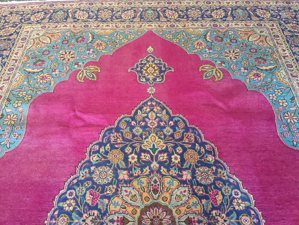 9.4 x 13.1 Authentic Persian Tabriz Rug Kerman Open Field Design #F-6169