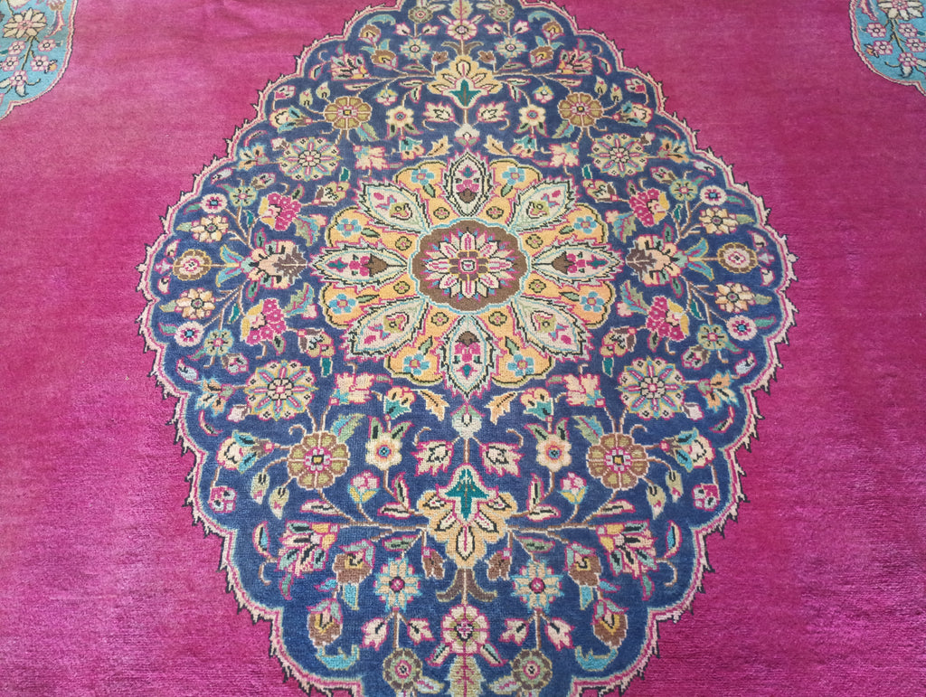 9.4 x 13.1 Authentic Persian Tabriz Rug Kerman Open Field Design #F-6169