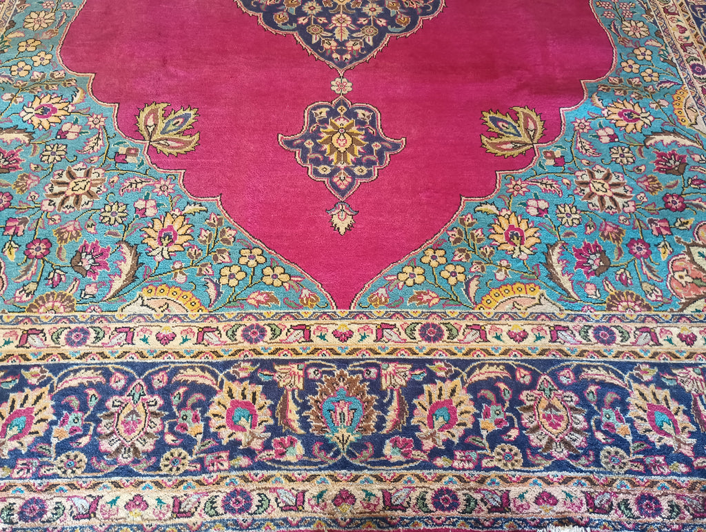 9.4 x 13.1 Authentic Persian Tabriz Rug Kerman Open Field Design #F-6169