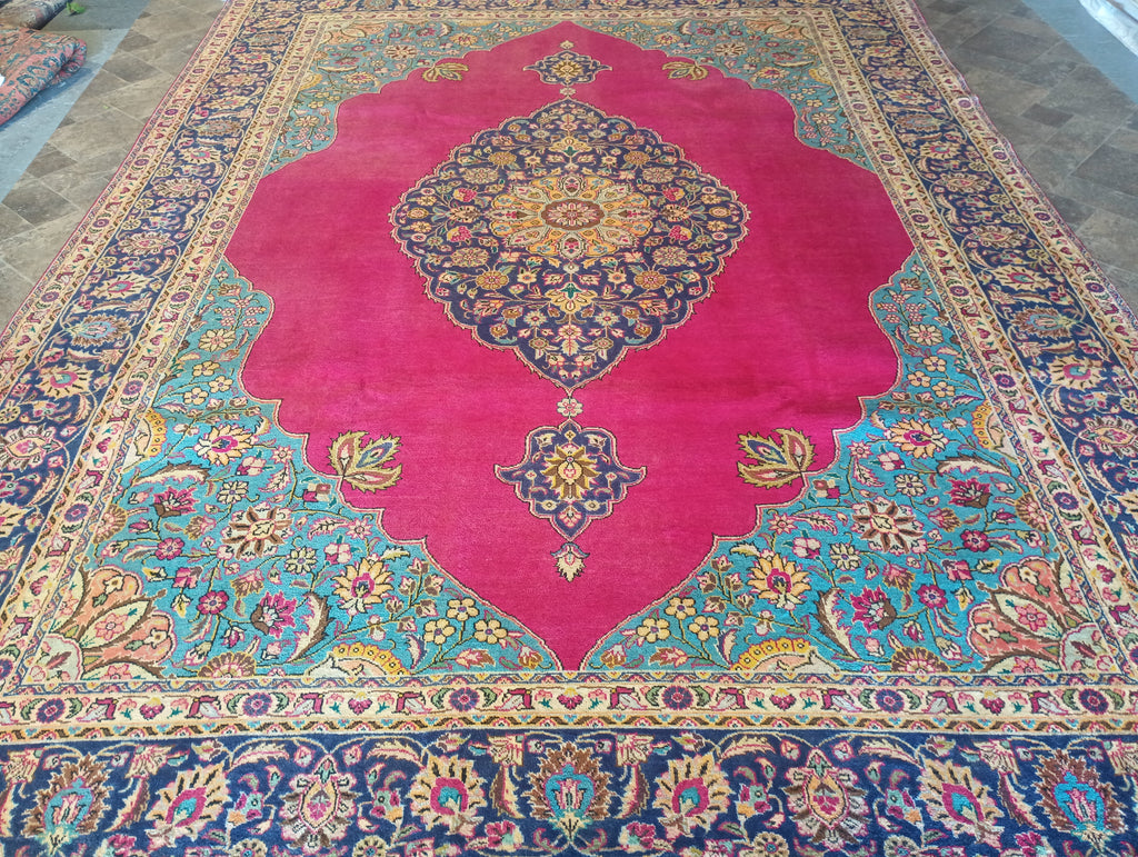 9.4 x 13.1 Authentic Persian Tabriz Rug Kerman Open Field Design #F-6169