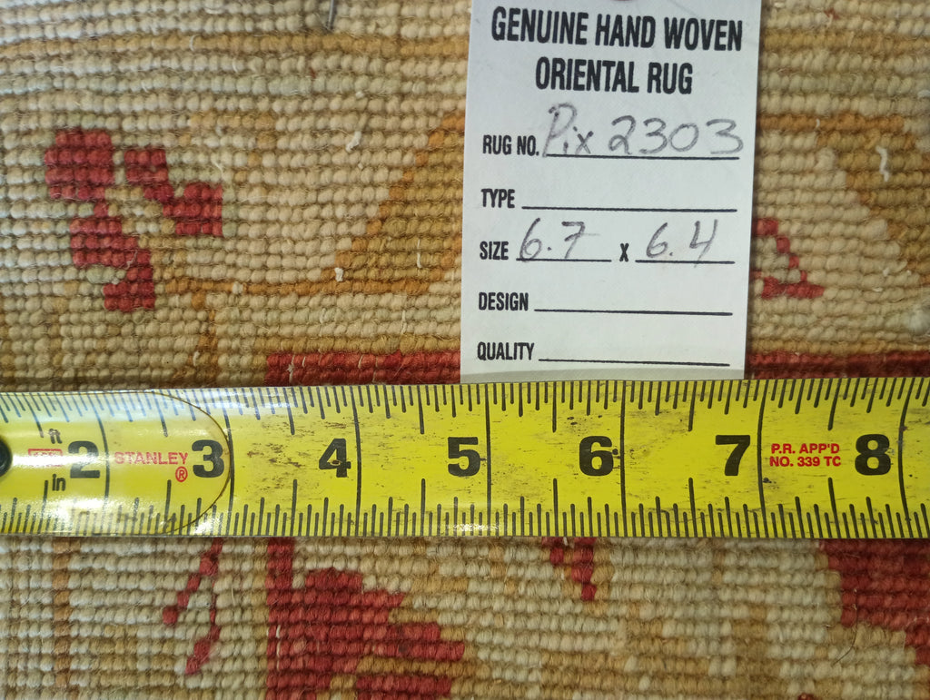 6.4 x 6.7 Handmade Square Chobi Rug #PIX-2303