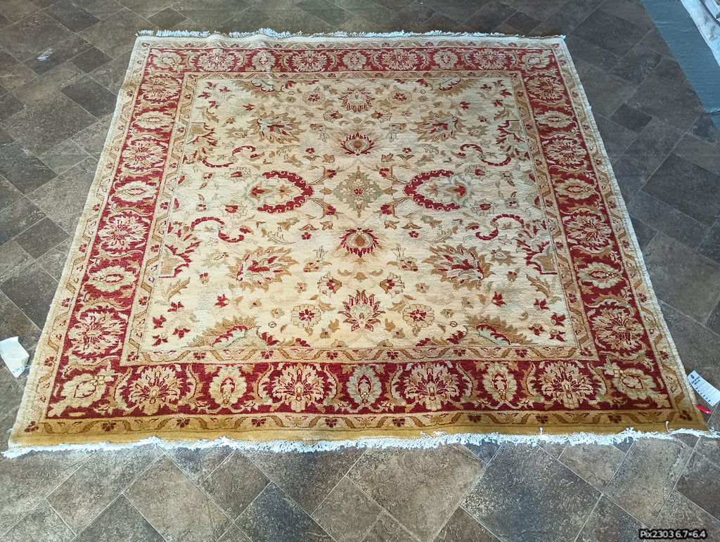 6.4 x 6.7 Handmade Square Chobi Rug #PIX-2303