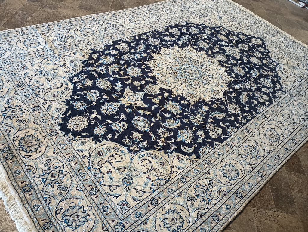 6.7 x 10 Persian Nain Rug Wool and Silk Quality Handmade carpet #F-6180