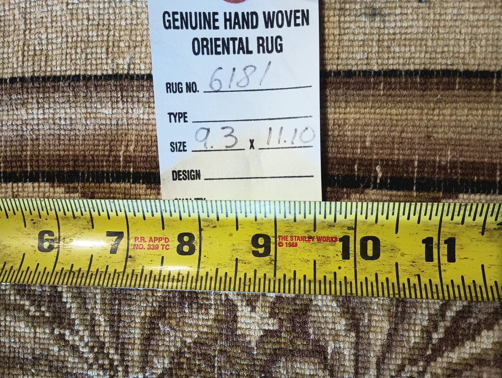 9.3 x 11.10 FRENCH Needle Point WOOL PILE RUG BLACK #F-6181