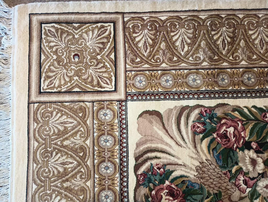 9.3 x 11.10 FRENCH Needle Point WOOL PILE RUG BLACK #F-6181