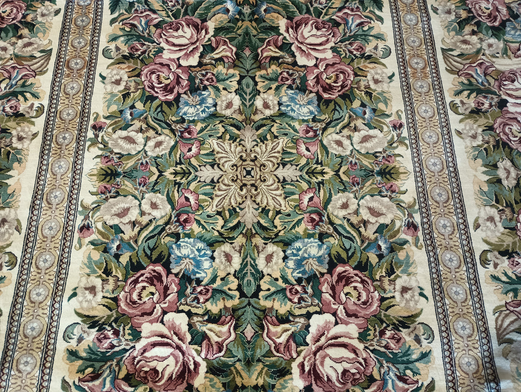 9.3 x 11.10 FRENCH Needle Point WOOL PILE RUG BLACK #F-6181