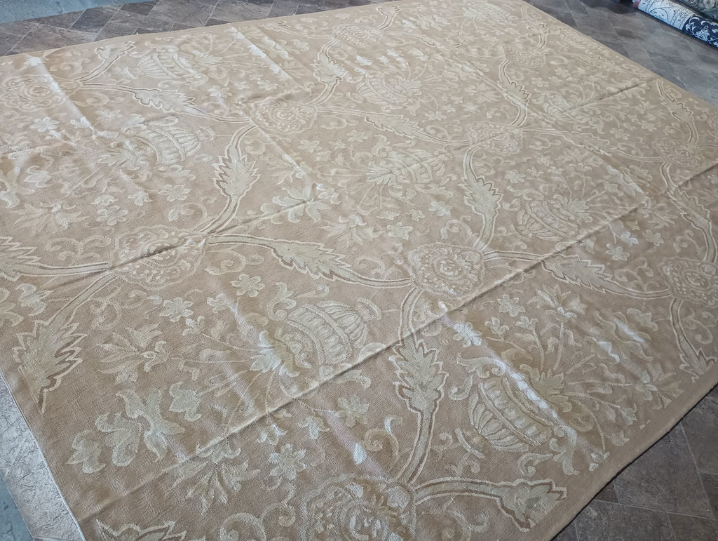 9.2 x 12.7 Flat French Aubusson Weave Wool Rug #F-6187