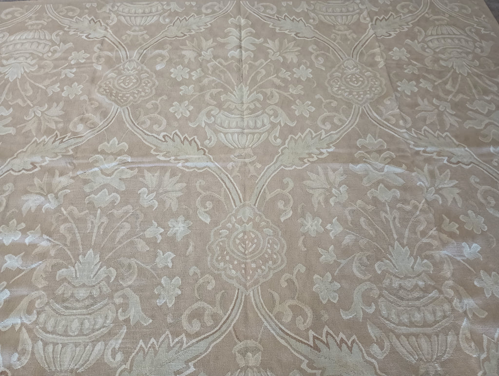 9.2 x 12.7 Flat French Aubusson Weave Wool Rug #F-6187