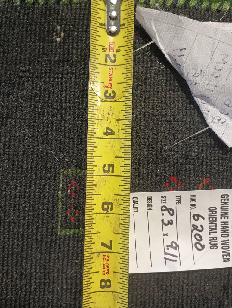 8.3 x 9.11 GREEN CONTEMPORARY HANDMADE GABBEH Carpet HAPPY RUG #F-6200