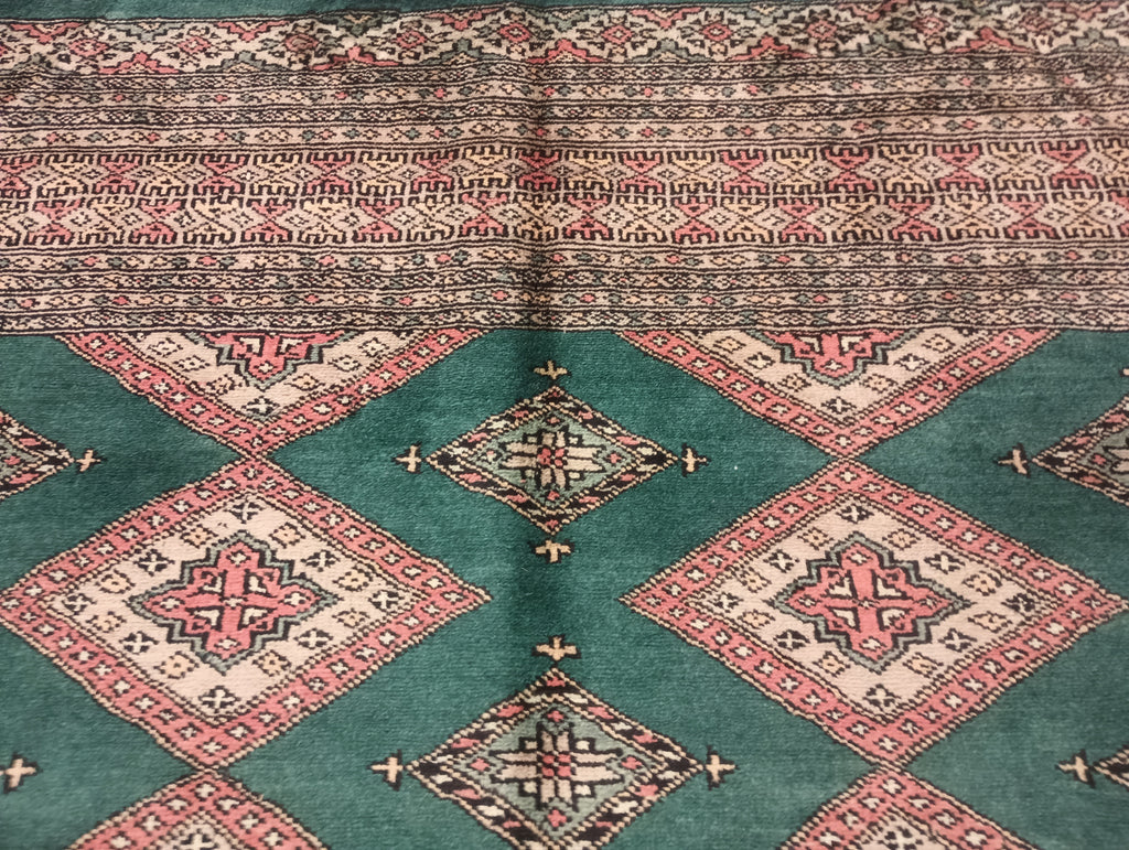 8.2 x 11 Dark GREEN Jaldar Bokara Rug Handmade Pakistan #F-6213