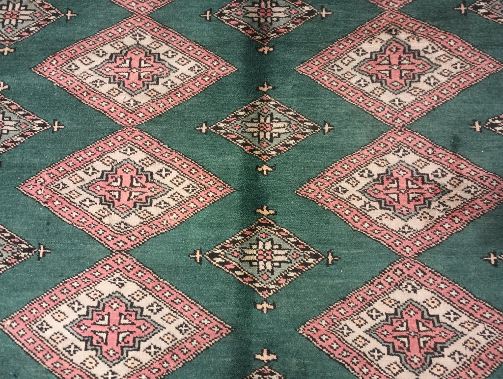8.2 x 11 Dark GREEN Jaldar Bokara Rug Handmade Pakistan #F-6213