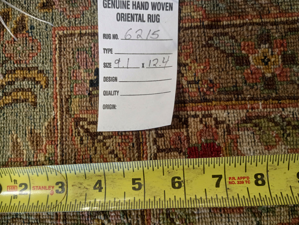 9.1 x 12.4 LIGHT Green NEW Handmade Quality Rug #F-6215