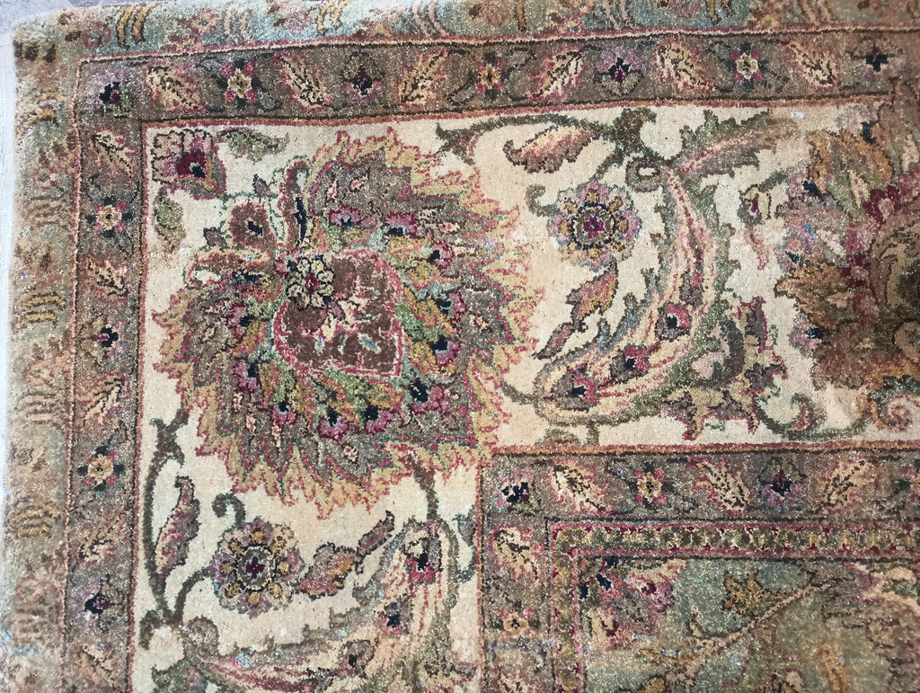 9.1 x 12.4 LIGHT Green NEW Handmade Quality Rug #F-6215