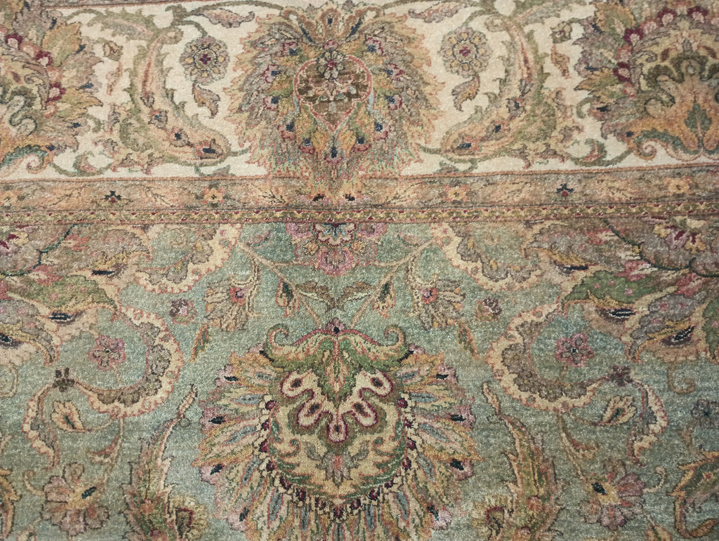 9.1 x 12.4 LIGHT Green NEW Handmade Quality Rug #F-6215