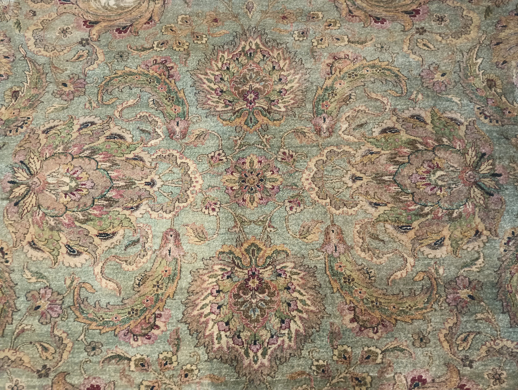 9.1 x 12.4 LIGHT Green NEW Handmade Quality Rug #F-6215