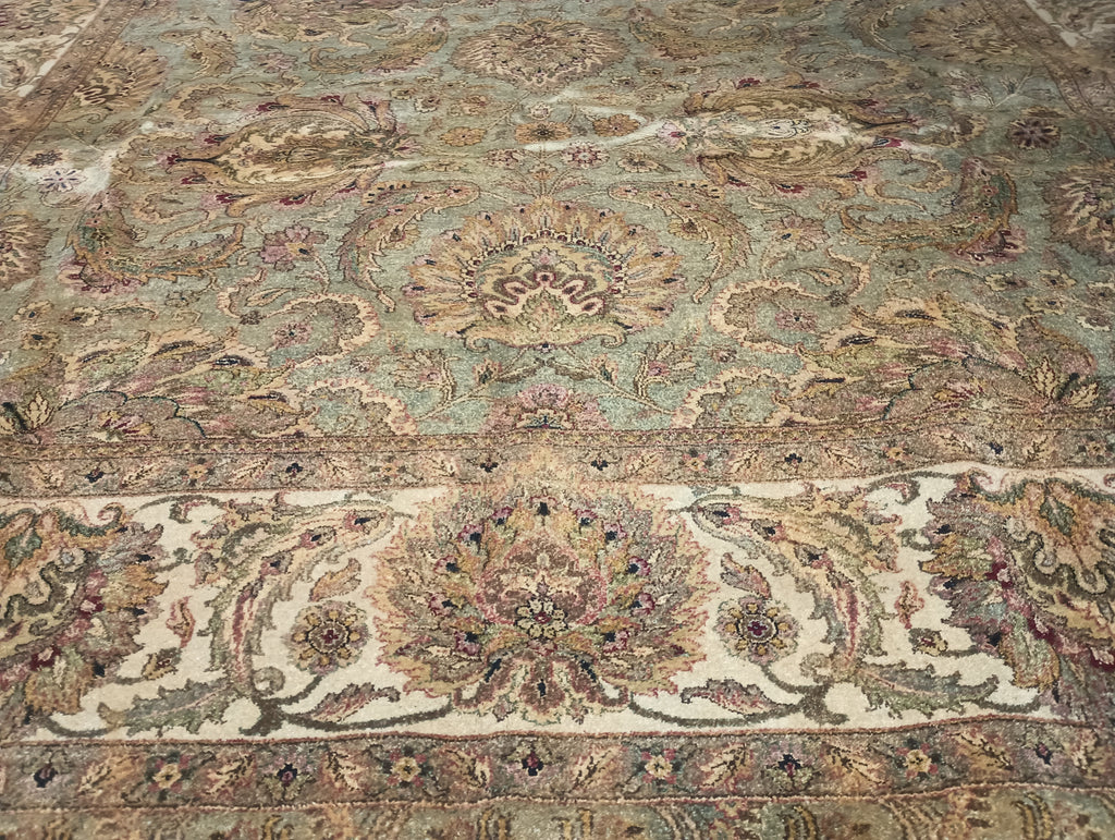 9.1 x 12.4 LIGHT Green NEW Handmade Quality Rug #F-6215