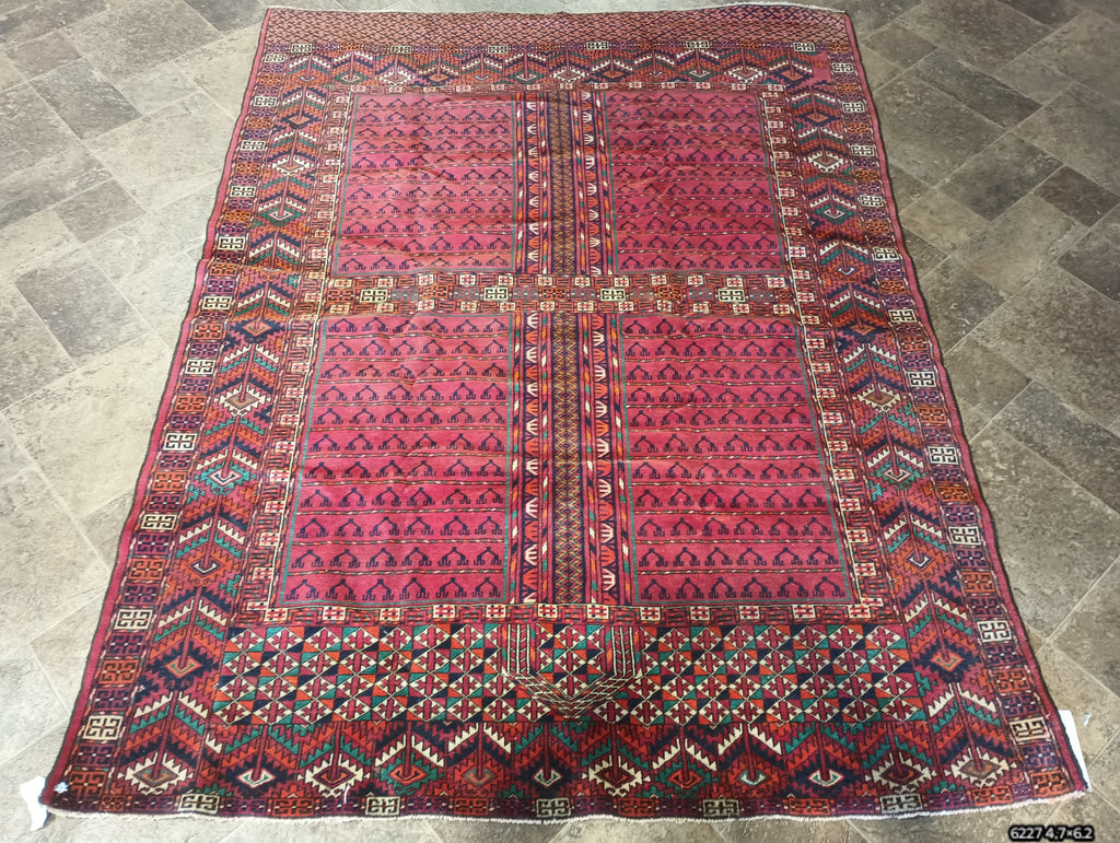4.7 x 6.2 New handmade Rug Hachlu Afghan Pakistan Rug #F-6227