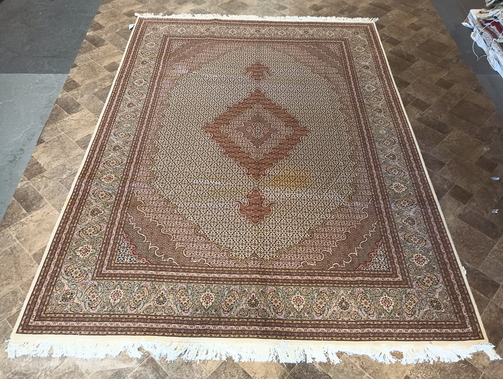 8.3 x 11.4 Fine Persian Tabriz Mahi Rug Wool and Silk 400 KPSI #PIX-26313
