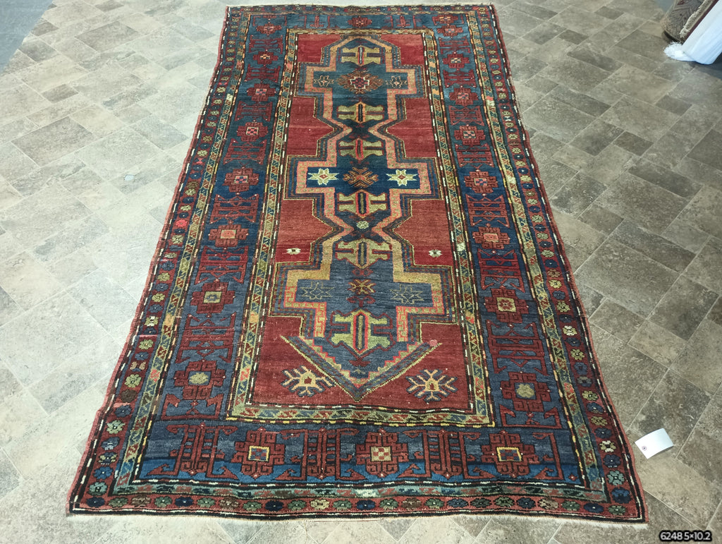 5 x 10.2 Antique Caucasion Rug GALLERY SIZE USSR #F-6248