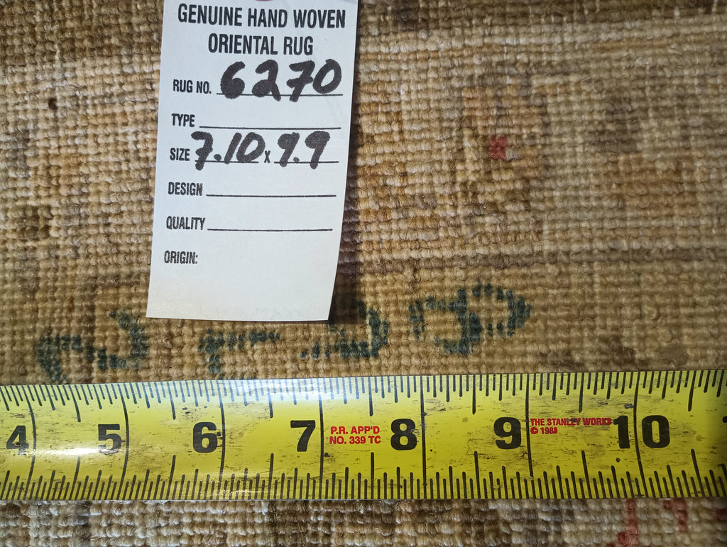 7.10 x 9.9 OLIVE GREEN Handmade New Rug #F-6270