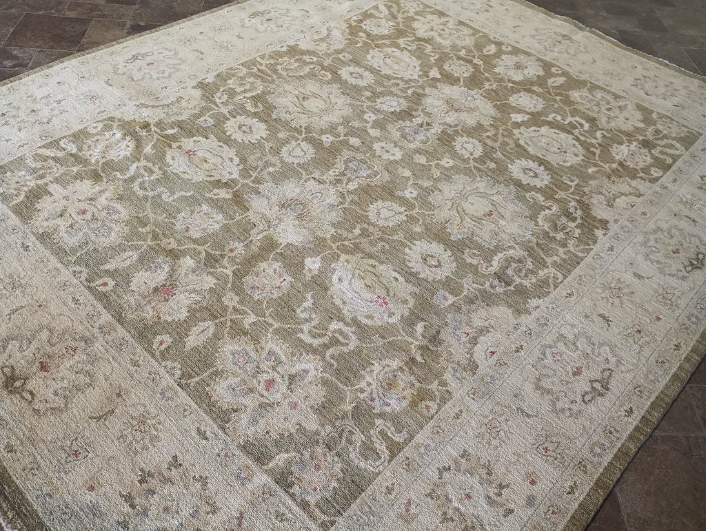 7.10 x 9.9 OLIVE GREEN Handmade New Rug #F-6270