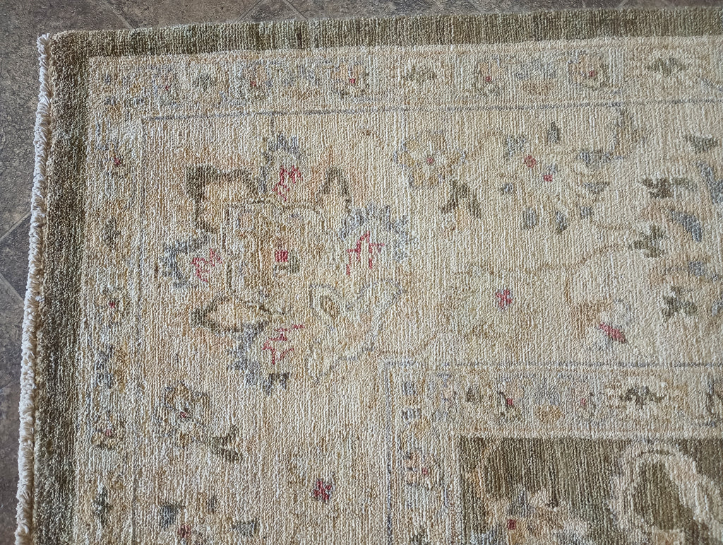 7.10 x 9.9 OLIVE GREEN Handmade New Rug #F-6270