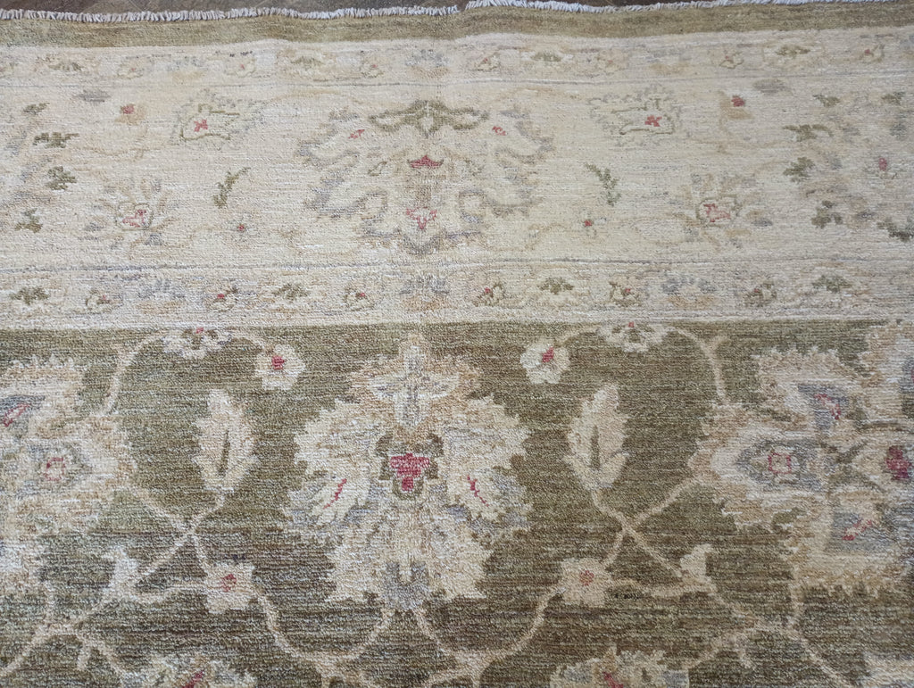 7.10 x 9.9 OLIVE GREEN Handmade New Rug #F-6270