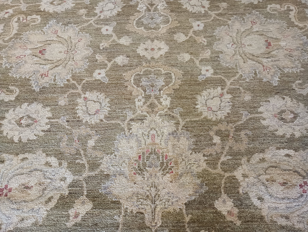 7.10 x 9.9 OLIVE GREEN Handmade New Rug #F-6270