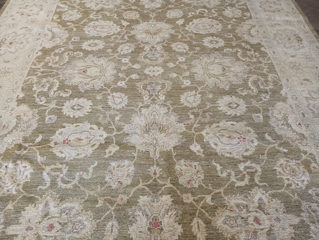 7.10 x 9.9 OLIVE GREEN Handmade New Rug #F-6270