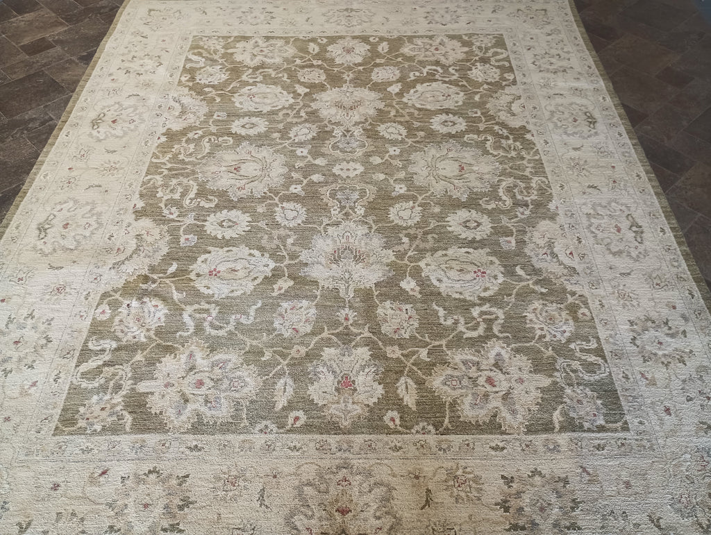 7.10 x 9.9 OLIVE GREEN Handmade New Rug #F-6270