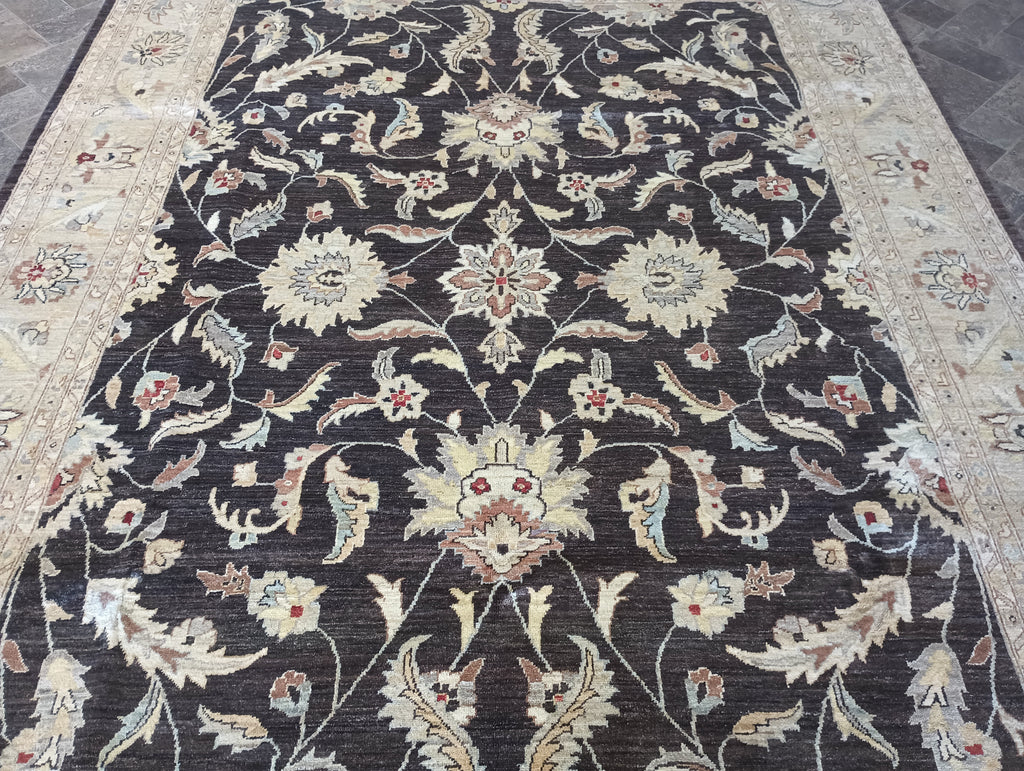 8 x 11 DARK BROWN Chobi Peshawar Rug #F-6271
