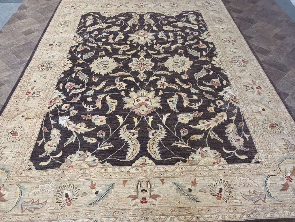 8 x 11 DARK BROWN Chobi Peshawar Rug #F-6271