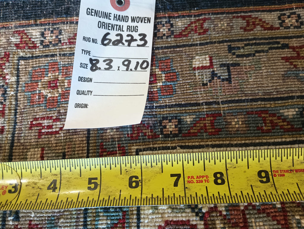 8.3 x 9.10 Quality Handmade Rug Wool and Silk BLACK #F-6273